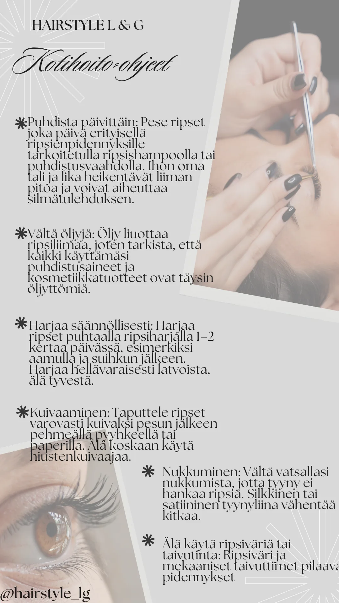 Ripsipidennysten kotihoito-ohjeet